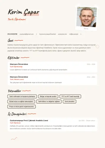 Tarih Öğretmeni Cv Örnekleri cv indir